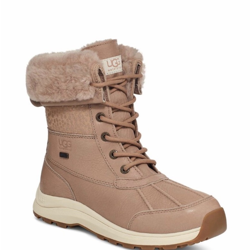UGG Lace-Up Shearling Collar Boot - Blush